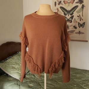 Brown Western Fringe Sweater